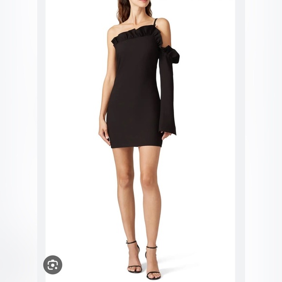 REVOLVE x LIKELY | JORDIE ONE-SLEEVE RUFFLE COCKTAIL DRESS SIZE 12 - Picture 4 of 12